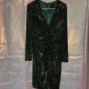 Alex Marie Dark Green Sequined Dress Size 8